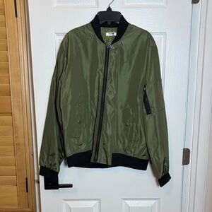 Zeagoo Green Bomber Jacket with Black Accents
